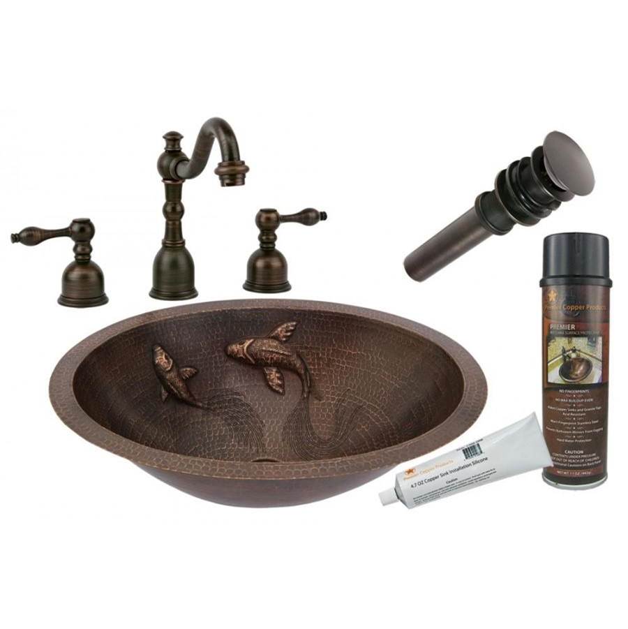 Premier Copper Products Undermount Bathroom Sink And Faucet Combos item BSP2_LO19FKOIDB
